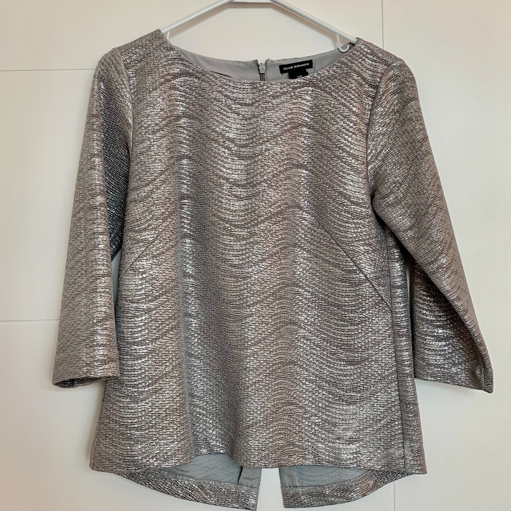 Club Monaco Silver Metallic Blouse
